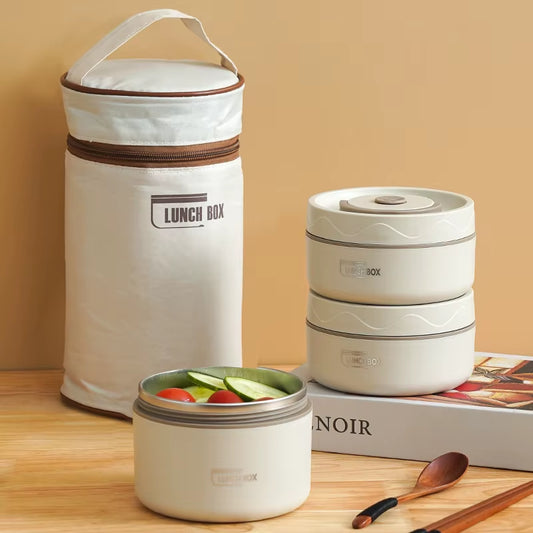 Insulated Stainless Steel Portable Lunch Box - Leakproof Multi-Layer Bento for Students